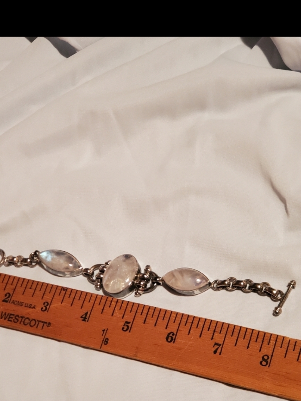 ♡Magical Fairy-tale Rainbow Moonstone & 925 Sterling Silver Bracelet~Vintage - Picture 5 of 16